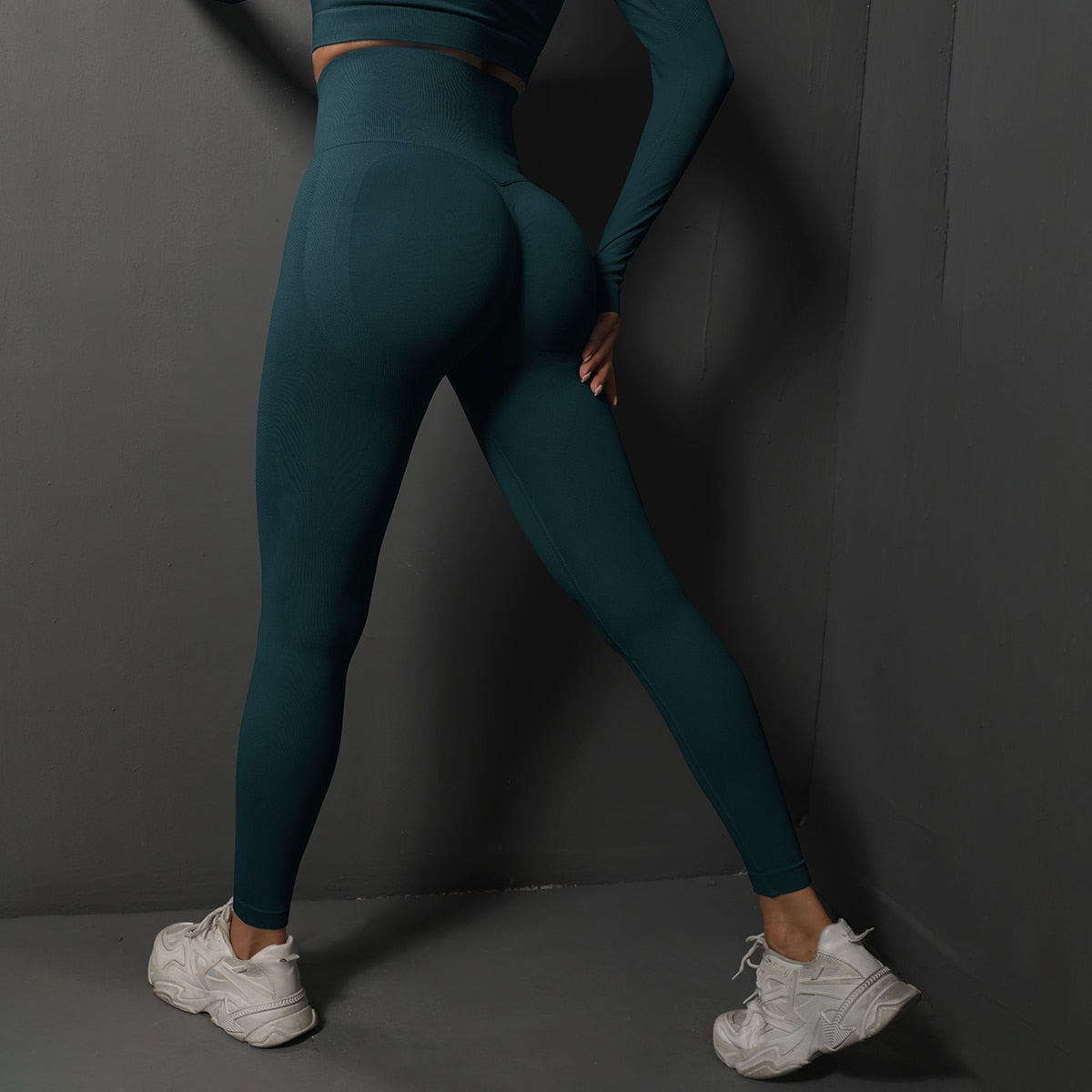 High Waist Leggings - Blue Green